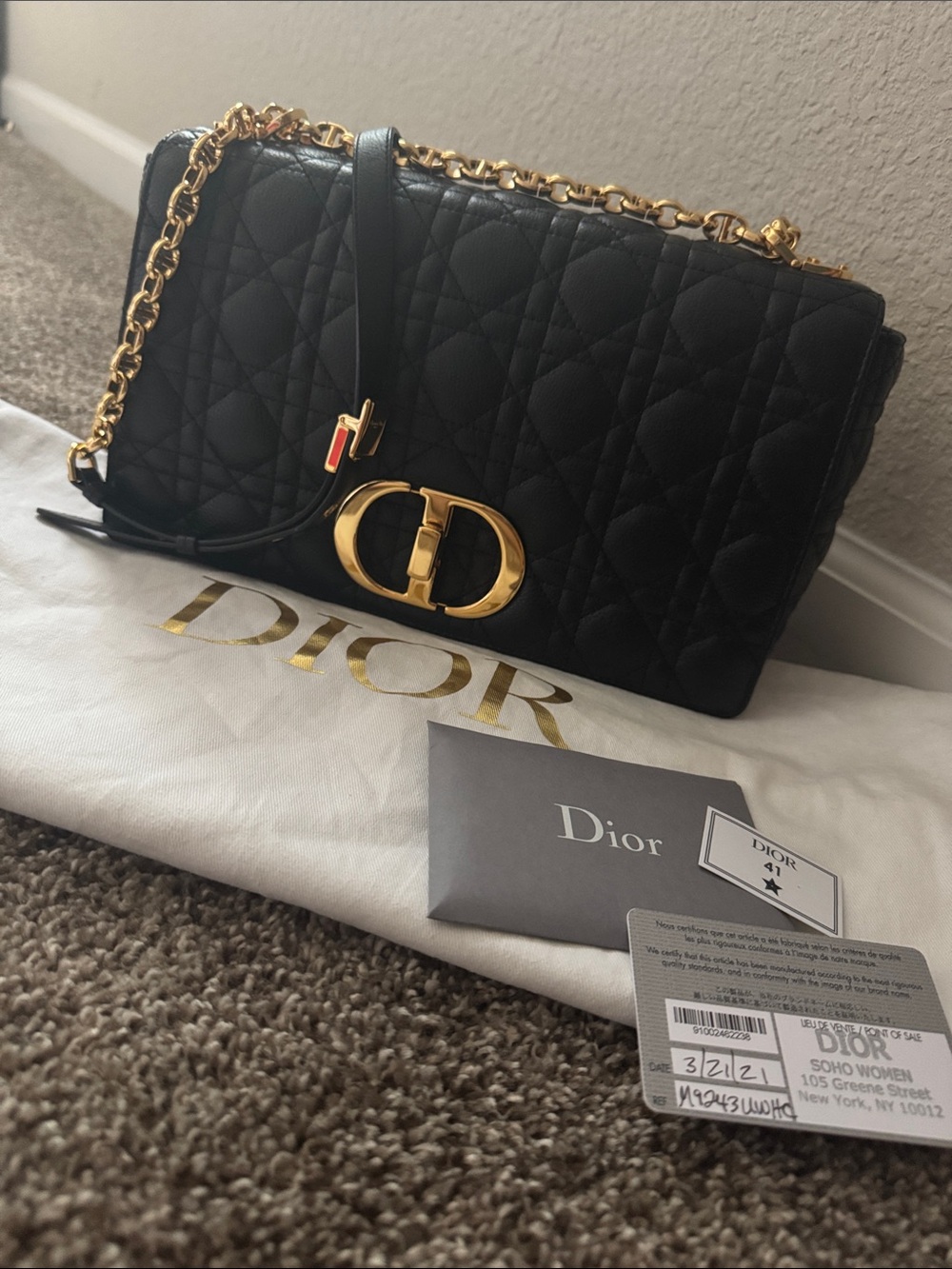 Authentic Christian Dior Caro Large Black Cannage Leather Flap Bag Retails $5200